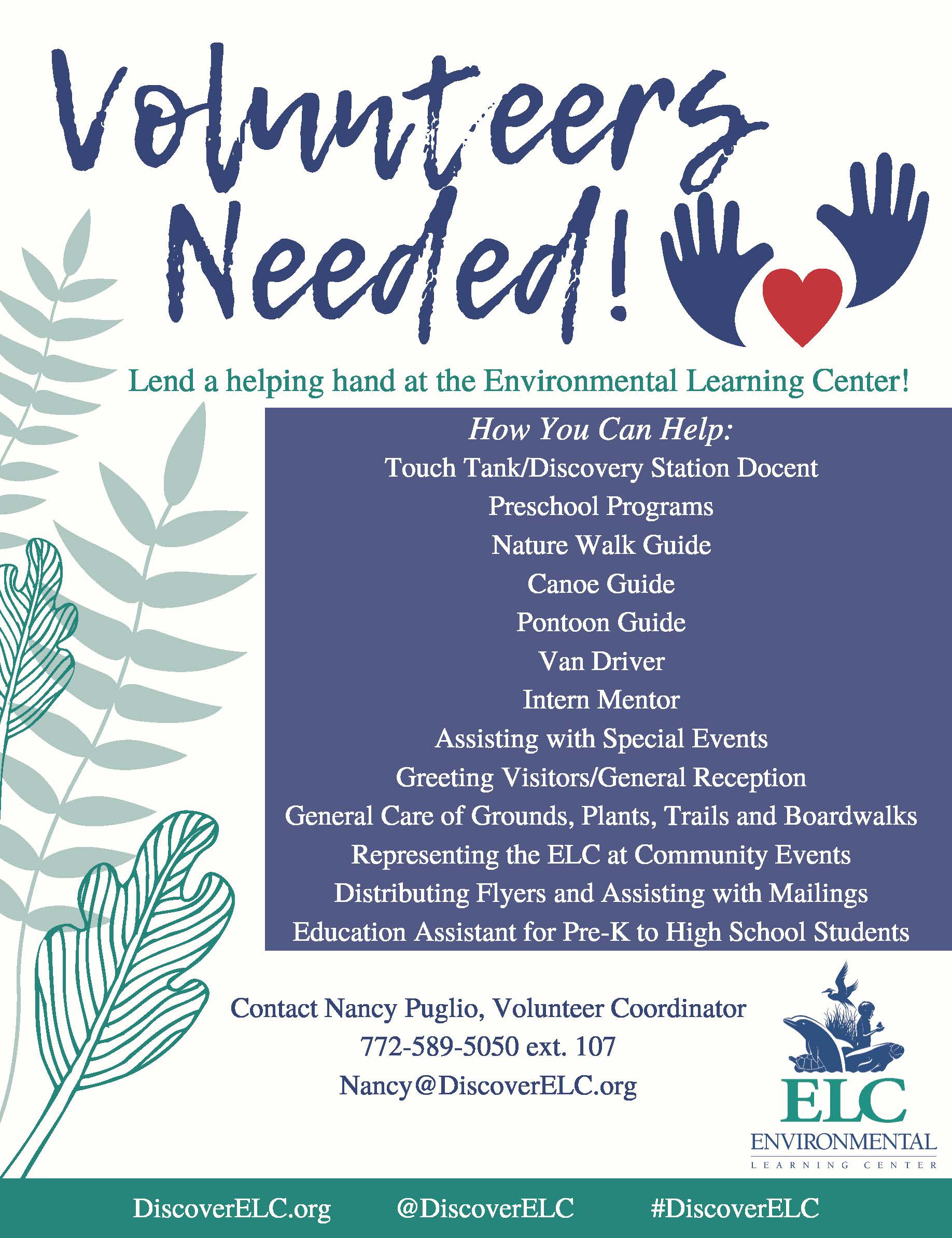 Volunteer Opportunities Environmental Learning Center