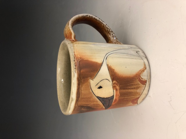 Purple Glaze with Line Decoration One of a Kind Ceramic Mug Coffee Cup Tea Cup Southwestern Inspired Handmade Pottery Mug