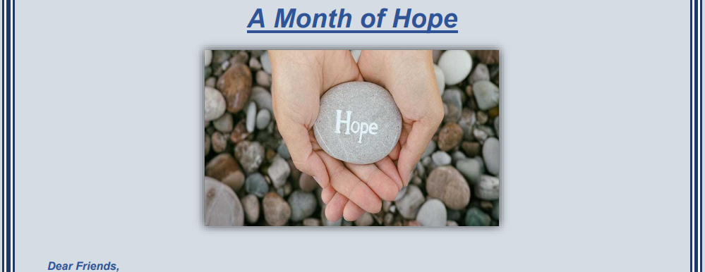 Preview of Michele Girault's April 2022 letter, 'National Month of Hope.'