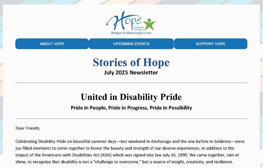 Preview of Hope's Monthly Newsletter