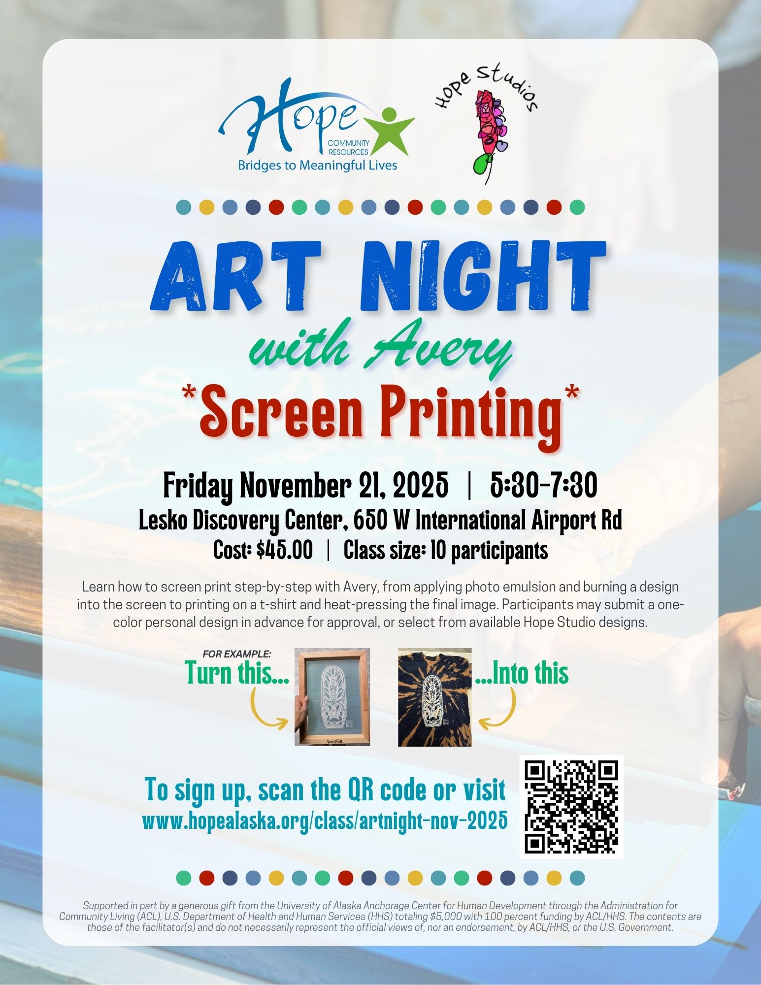 Art Night: Cloud Workshop flyer with event details