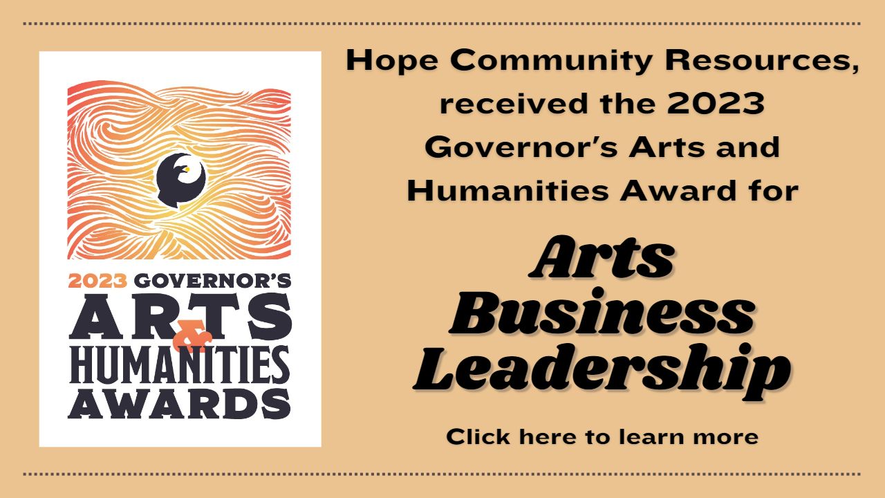 Arts Business Leadership award that Hope Studios received in 2023. Click to learn more.