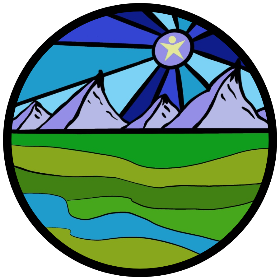 Hope's Community Engagement Center logo - a nature scene with a river, mountains and sun.