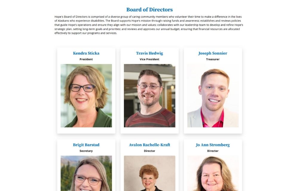 A preview of members of Hope's Board of Directors.