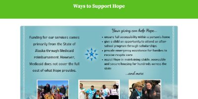 A preview of a YouTube video explaining Hope's services and ways to donate.