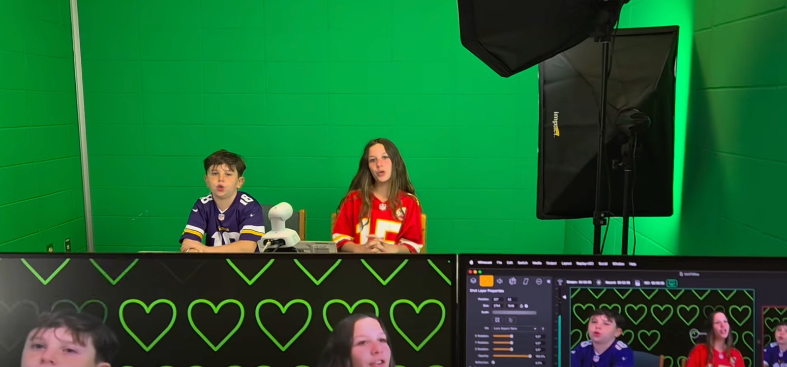Students on set in the CMTV studio