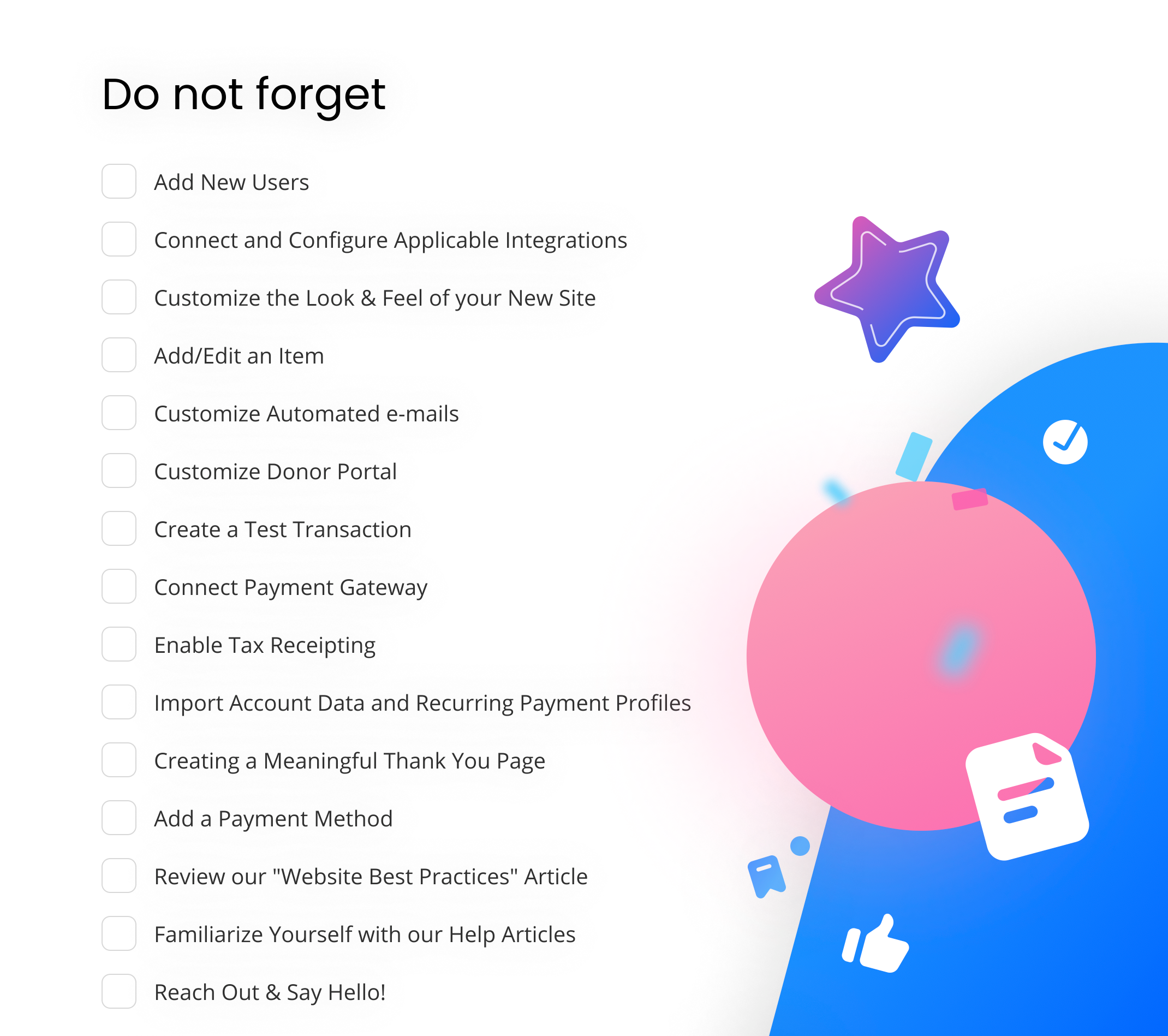 Go Live Checklist — Onboarding