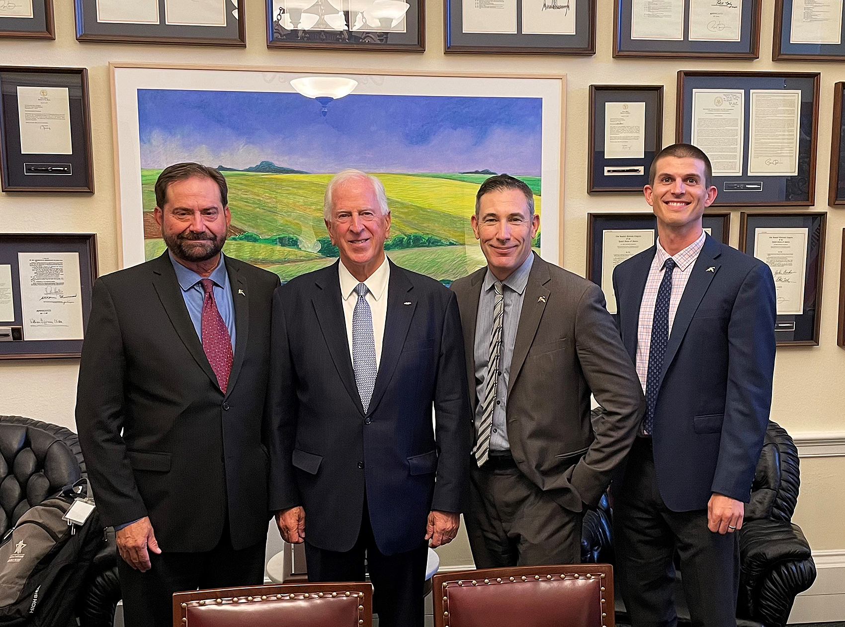 CWA president John Carlson, Jr., congressman Mike Thompson, CWA VP of advocacy Mark Hennelly and Garrett Durst, CWA's lobbyist in Washington D.C.