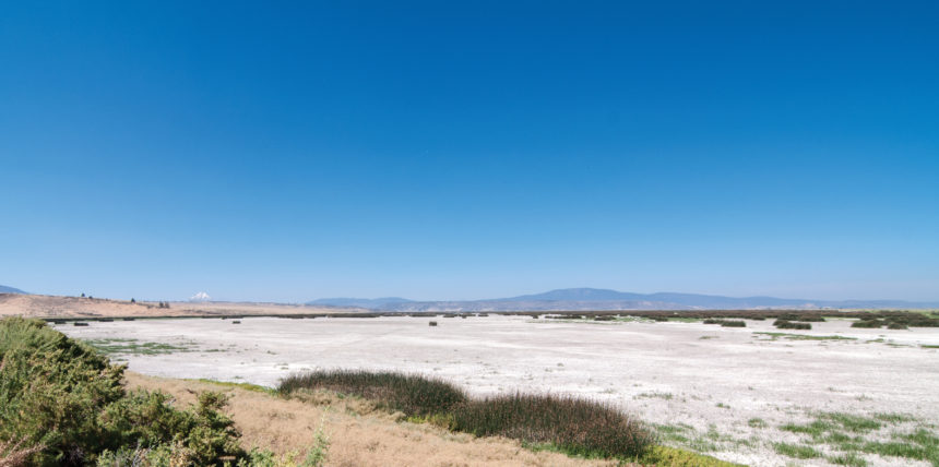 Photo of bone-dry wetland at the Lower Klamath National Wildlife Refuge