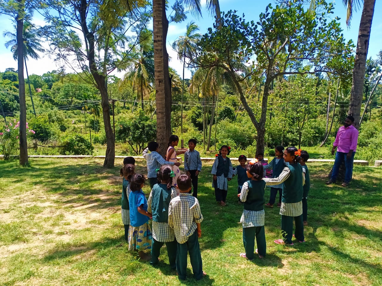 Students gather on the lawn in the Kalrayan Hills