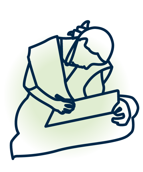Illustration of a girl studying