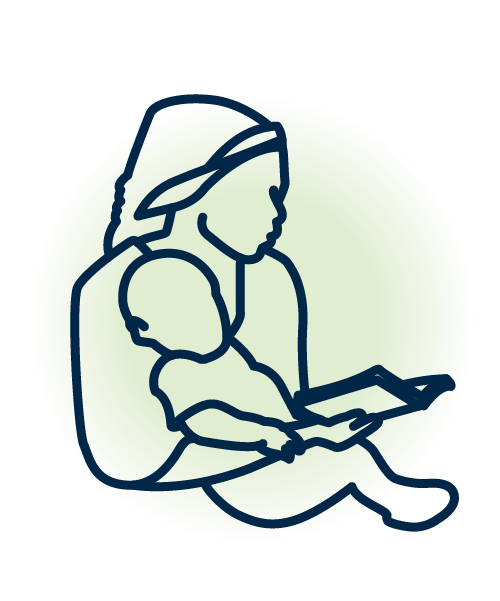 Illustration of a woman reading to a child