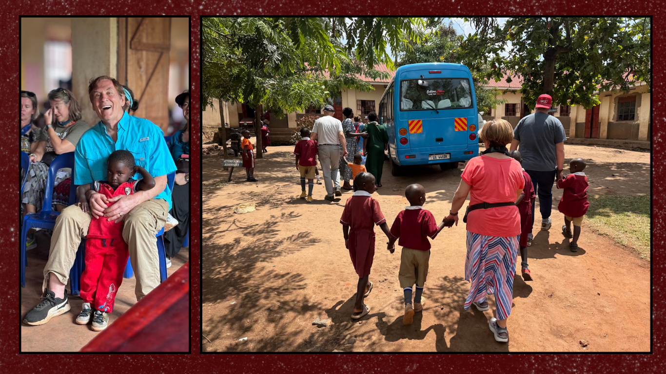 Photos of team interacting with children in uganda
