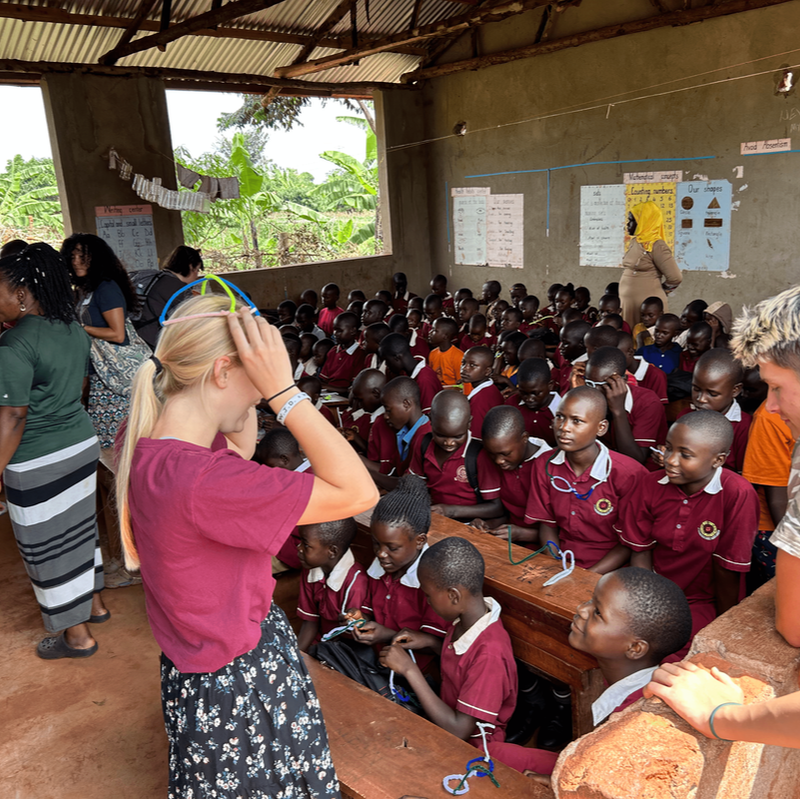 Ally doing a project with students