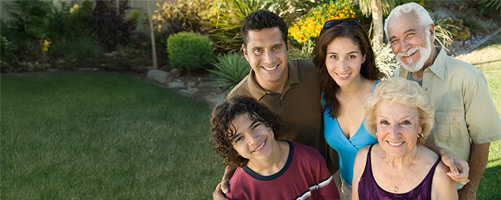 Family in backyard,