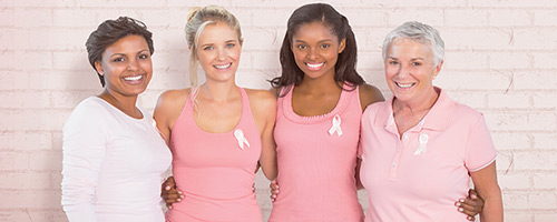 Women with pink ribbons.