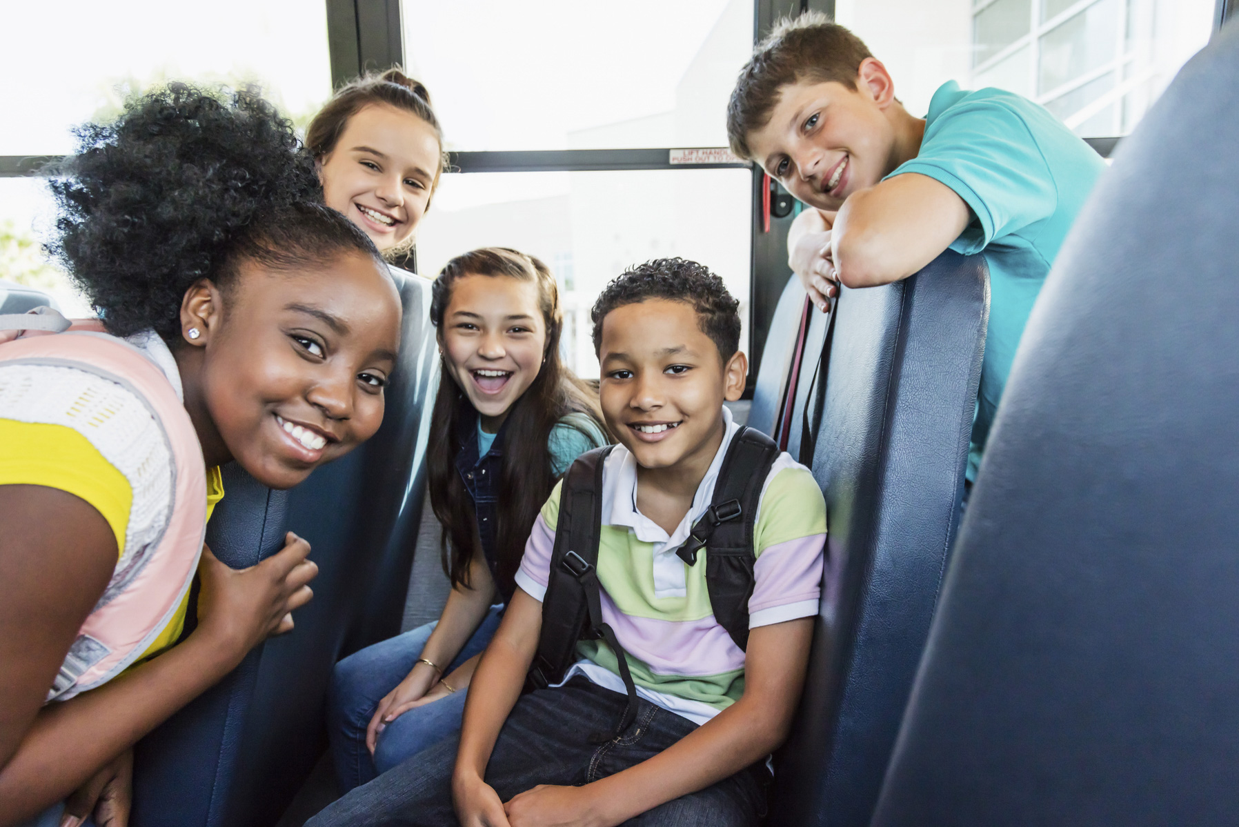 Children in a school bus
