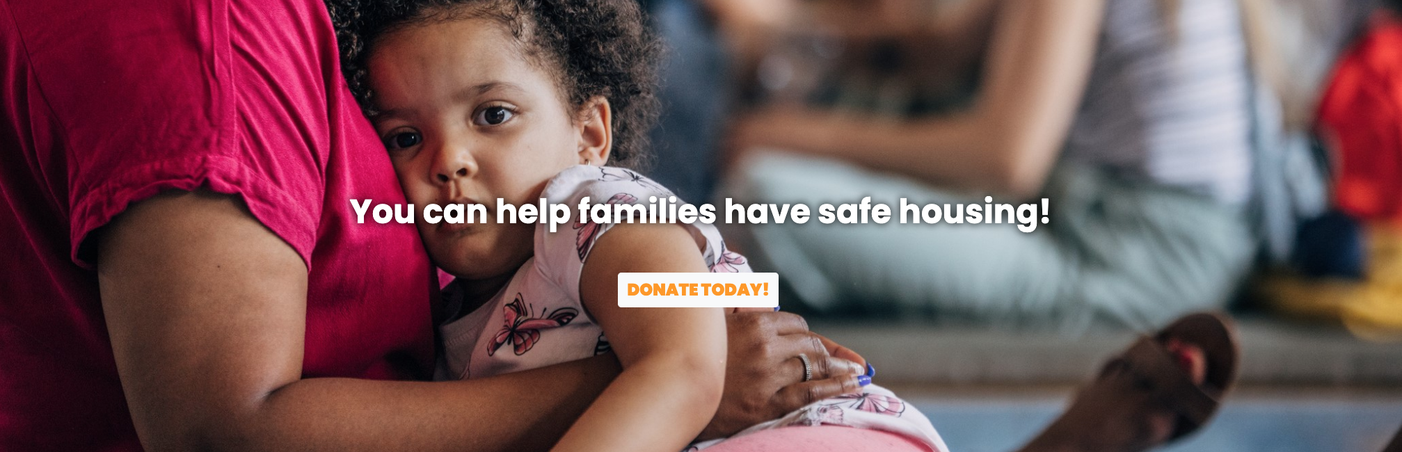 photo of parent and child with donation information