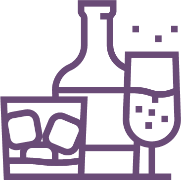 Icon of alcohol bottle and wine glass