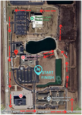 Making Strides Against Cancer 5K and 2-mile walk course map