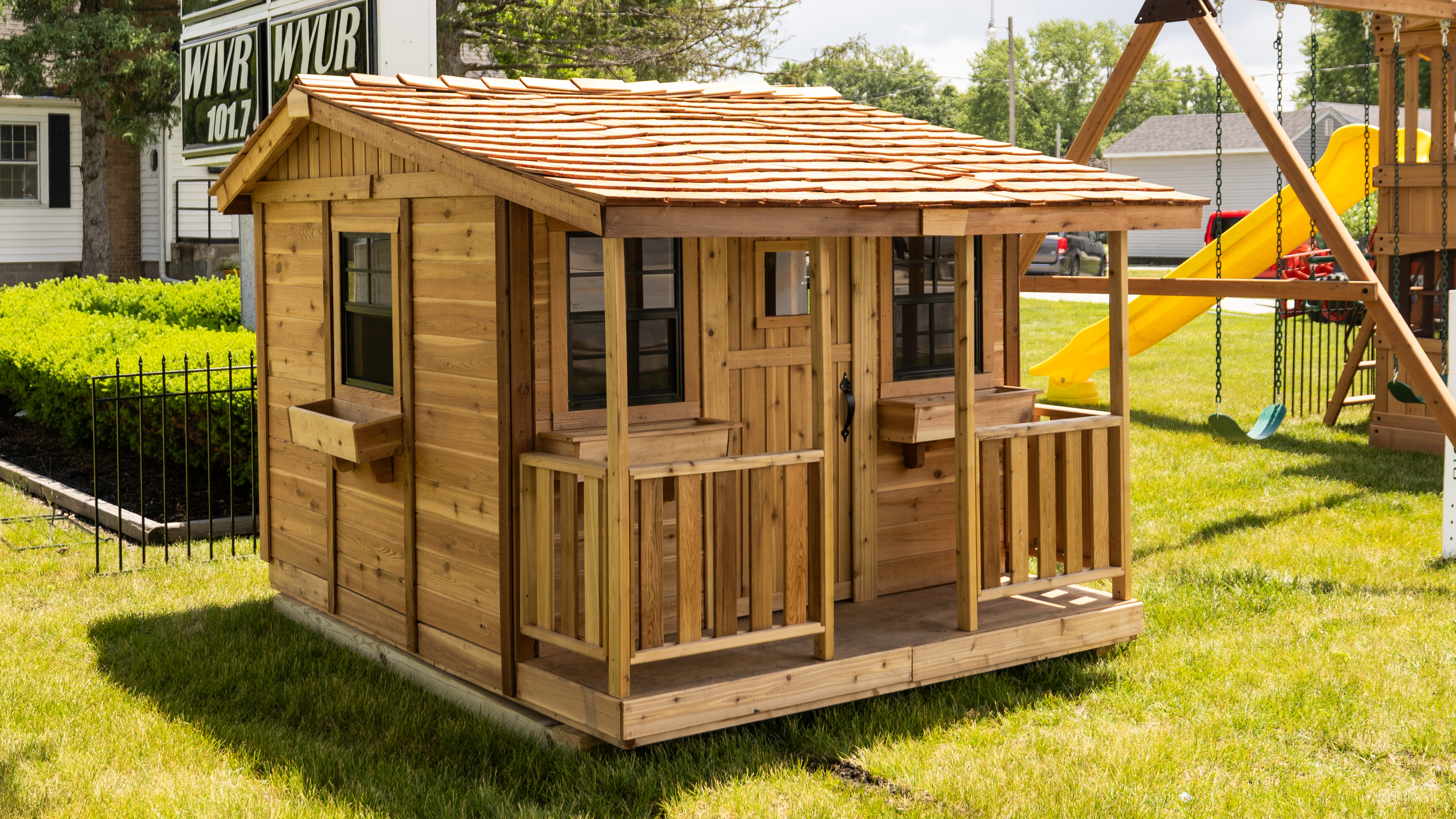 Glade Plumbing and Piping Playhouse &mdash; Outdoor Living Today Cozy Cabin wooden playhouse in Western Red Cedar