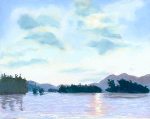 Artist Diane Leifheit - Sunlit Blue Mt. Lake