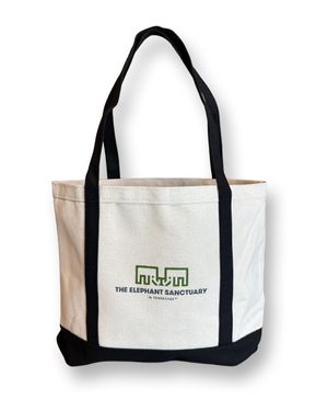 The Elephant Sanctuary Medium Boat Bag (Natural with Black Base)