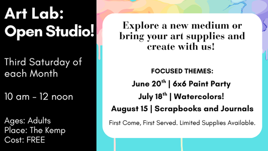 Art Lab: Open Studio, Third Saturdays 10:00 -12:00PM, The Kemp