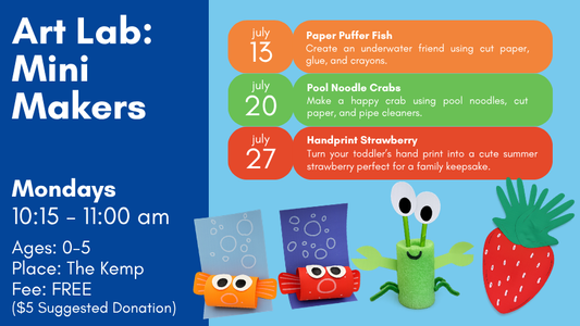 Art Lab: Mini Makers, Mondays 10:15 -11:00AM, The Kemp