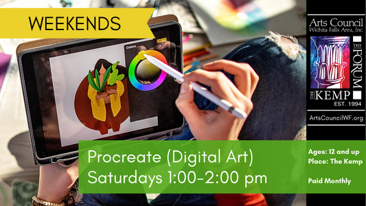 Class: Procreate Digital, Saturdays 1:00 -2:00PM, The Kemp