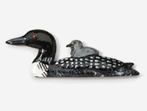 Loon and Chick Hand Painted Pin