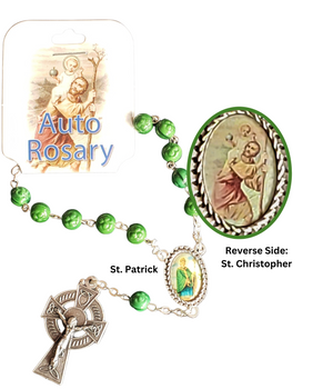 One Decade Auto Rosary Featuring St. Patrick and St. Christopher