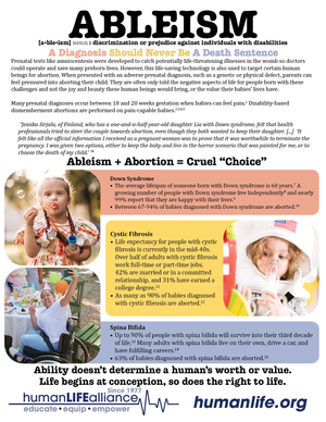 Abortion is Ableist Fact Sheet - 2026