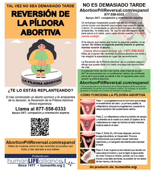 1S. Abortion Pill Reversal Spanish Fact Card -2026