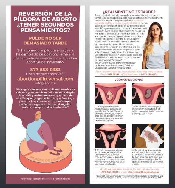 2. Abortion Pill Reversal Spanish Fact Card — Human Life Alliance