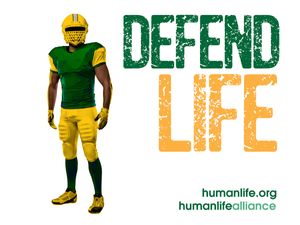 Defend Life Football  Laptop/Bumper Sticker Version 1