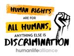 Human Rights are for all humans, anything else is discrimination Laptop/Bumper Sticker