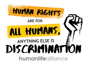 Human Rights are for all humans, anything else is discrimination Laptop/Bumper Sticker