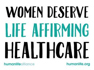 Women deserve Life Affirming Healthcare Laptop/Bumper Sticker