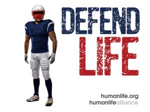 Defend Life Football  Laptop/Bumper Sticker Version 3