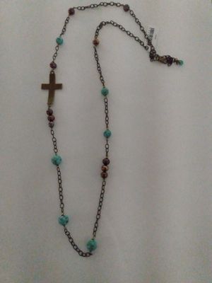 Brass Chain Turquoise Pear Cross
