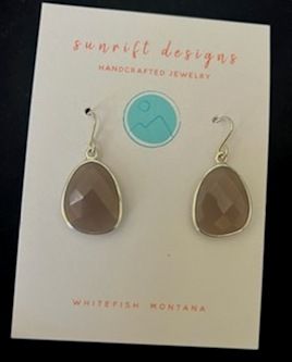 Earrings with Chalcedony Nugget Charms