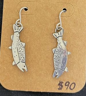 Silver Salmon Dangler Earrings