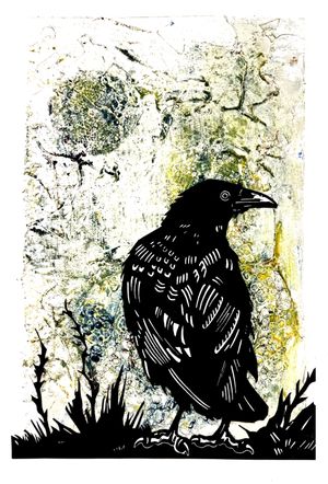 Crow with Green Sun