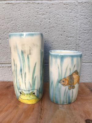 Goldfish & Bullfrog Vase Set