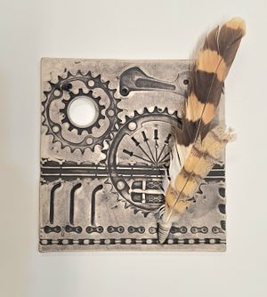 Wall Tile with Feathers Right