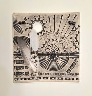 Wall Tile with Feathers Left