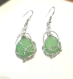 Sea Glass and Sterling Silver earrings