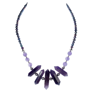 KJK Amethyst Point and Cultured Pearl Choker