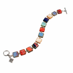 KJK Colorful Czech Squares Glass Bracelet